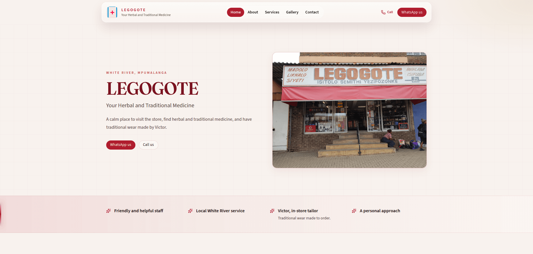 Legogote Medicine redesigned homepage — Lowveld Web portfolio screenshot